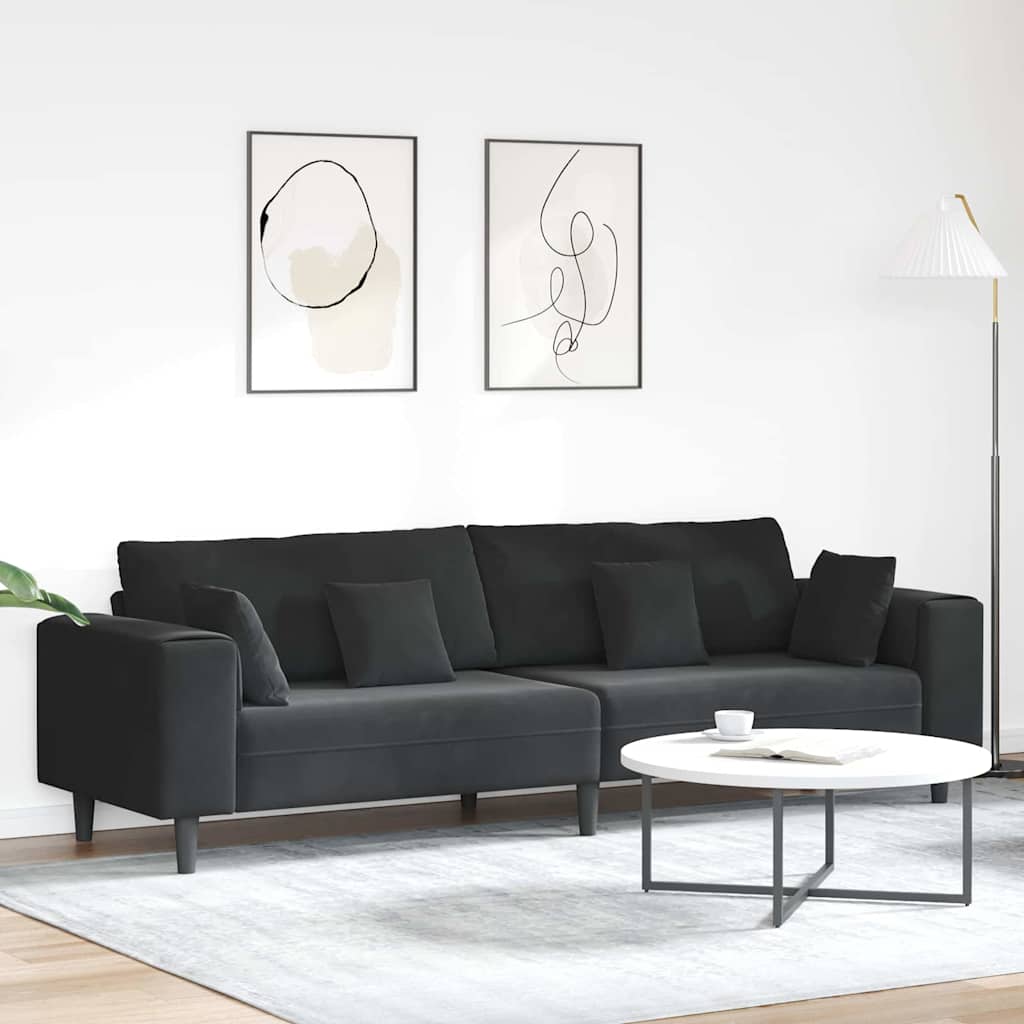 Bank Zwart 250 x 77 x 76 cm Fluweel is nu te koop bij PeponiXL, paradijselijk wonen!