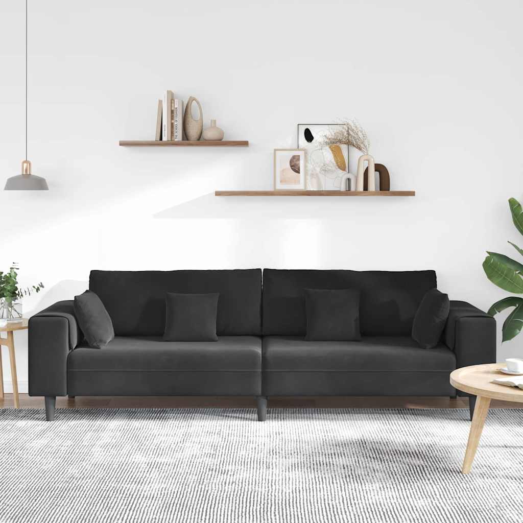 Bank Zwart 250 x 77 x 76 cm Fluweel is nu te koop bij PeponiXL, paradijselijk wonen!