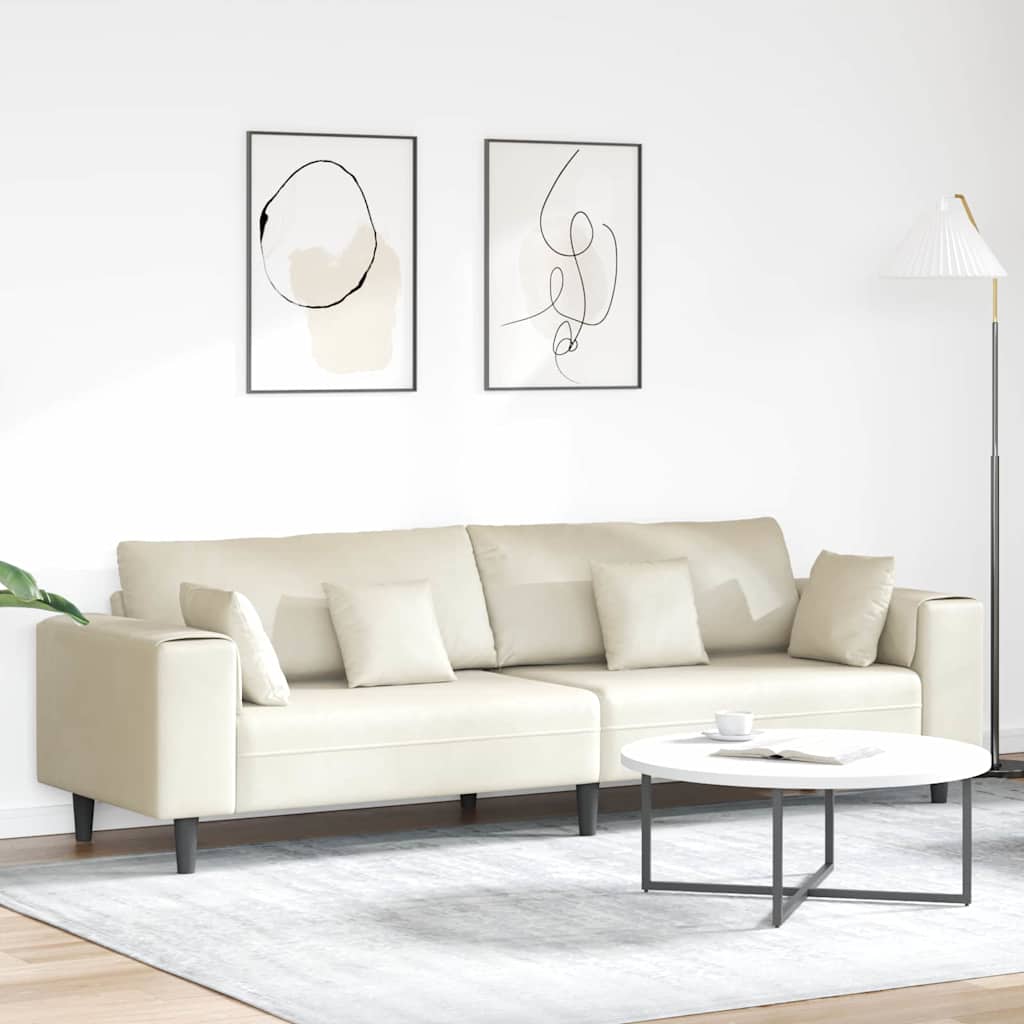 Bank Crème 250 x 77 x 76 cm Fluweel is nu te koop bij PeponiXL, paradijselijk wonen!