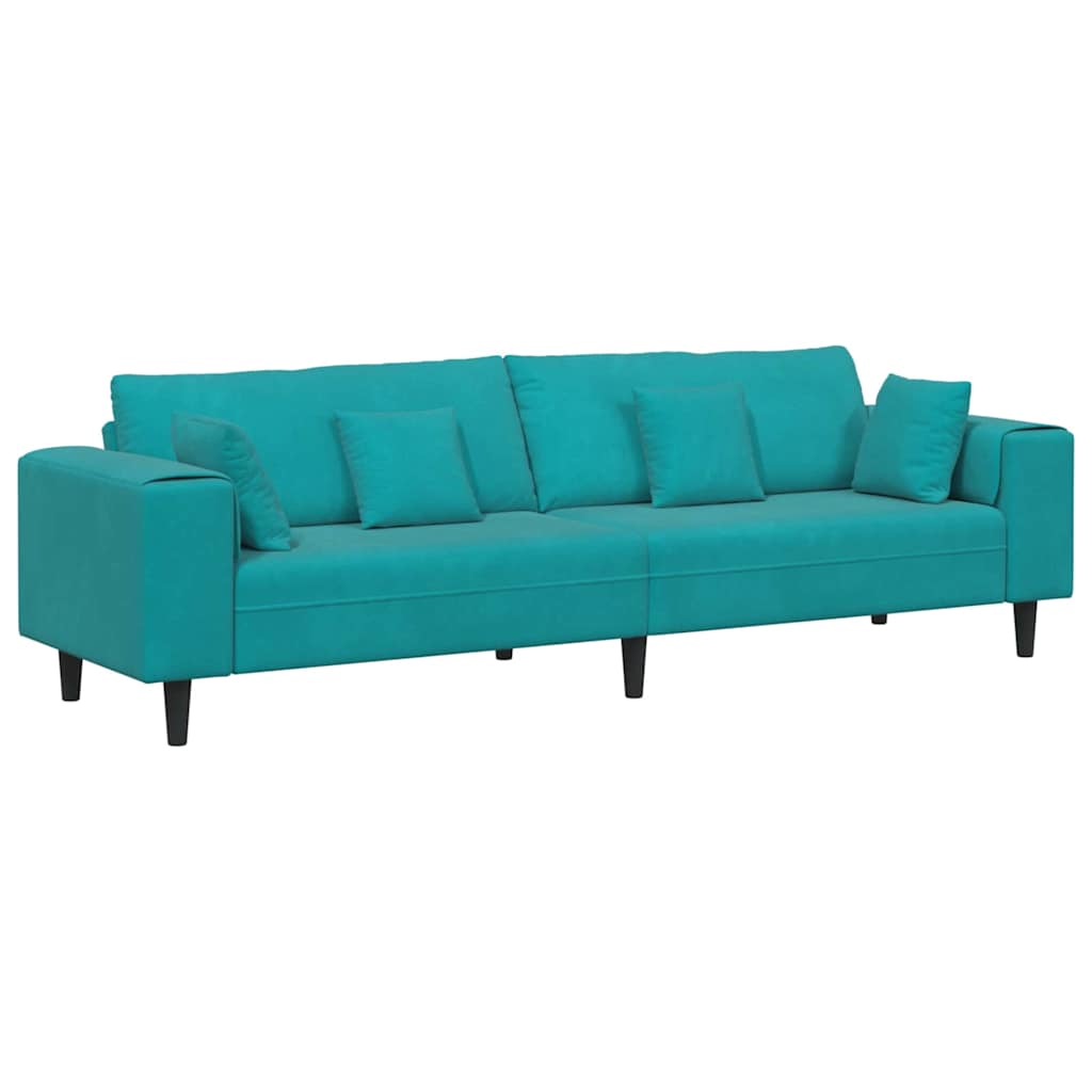 Bank met kussen Turquoise 250 x 77 x 76 cm Fluweel is nu te koop bij PeponiXL, paradijselijk wonen!