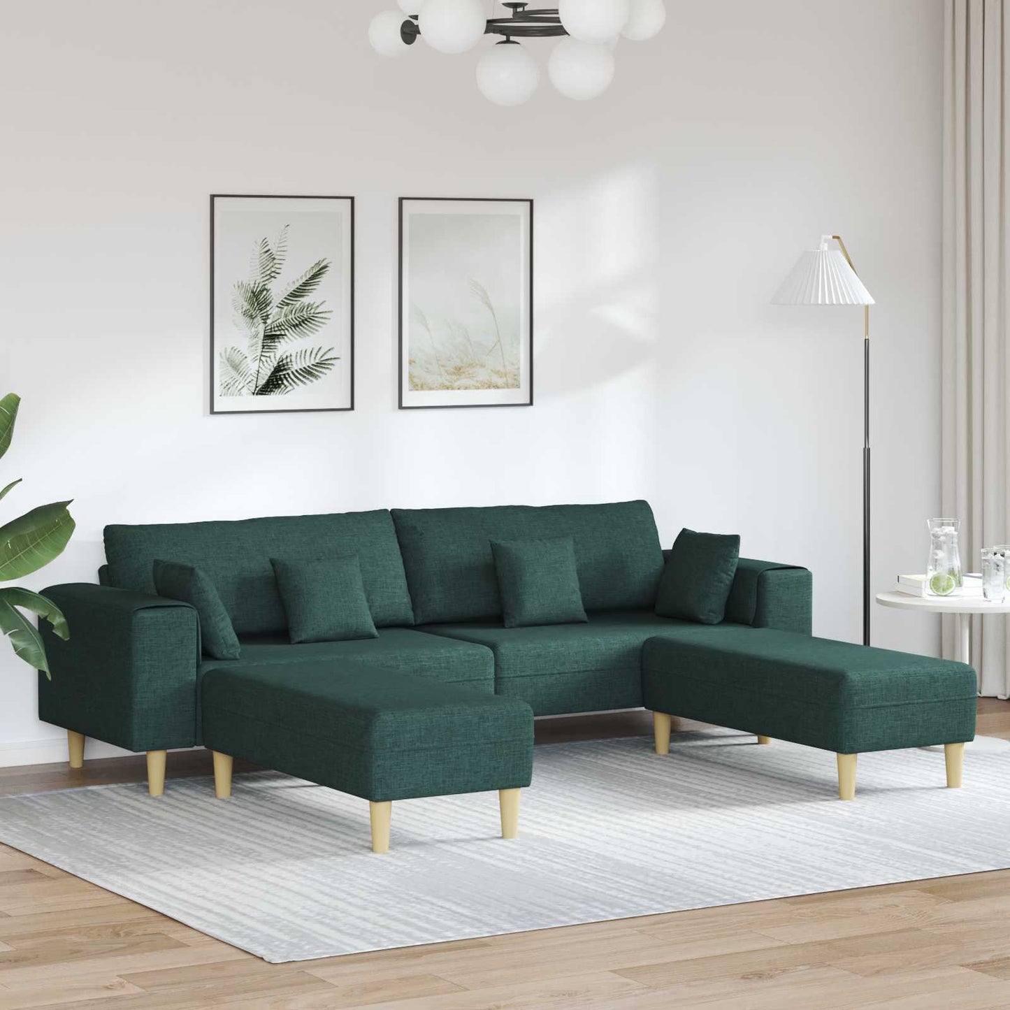 Bank met kussen 3 pcs Donkergroen Stof
