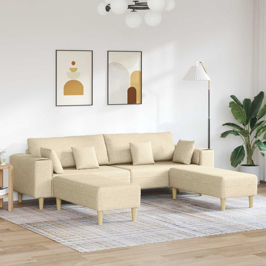 Bank met kussen 3 pcs Crème Stof is nu te koop bij PeponiXL, paradijselijk wonen!
