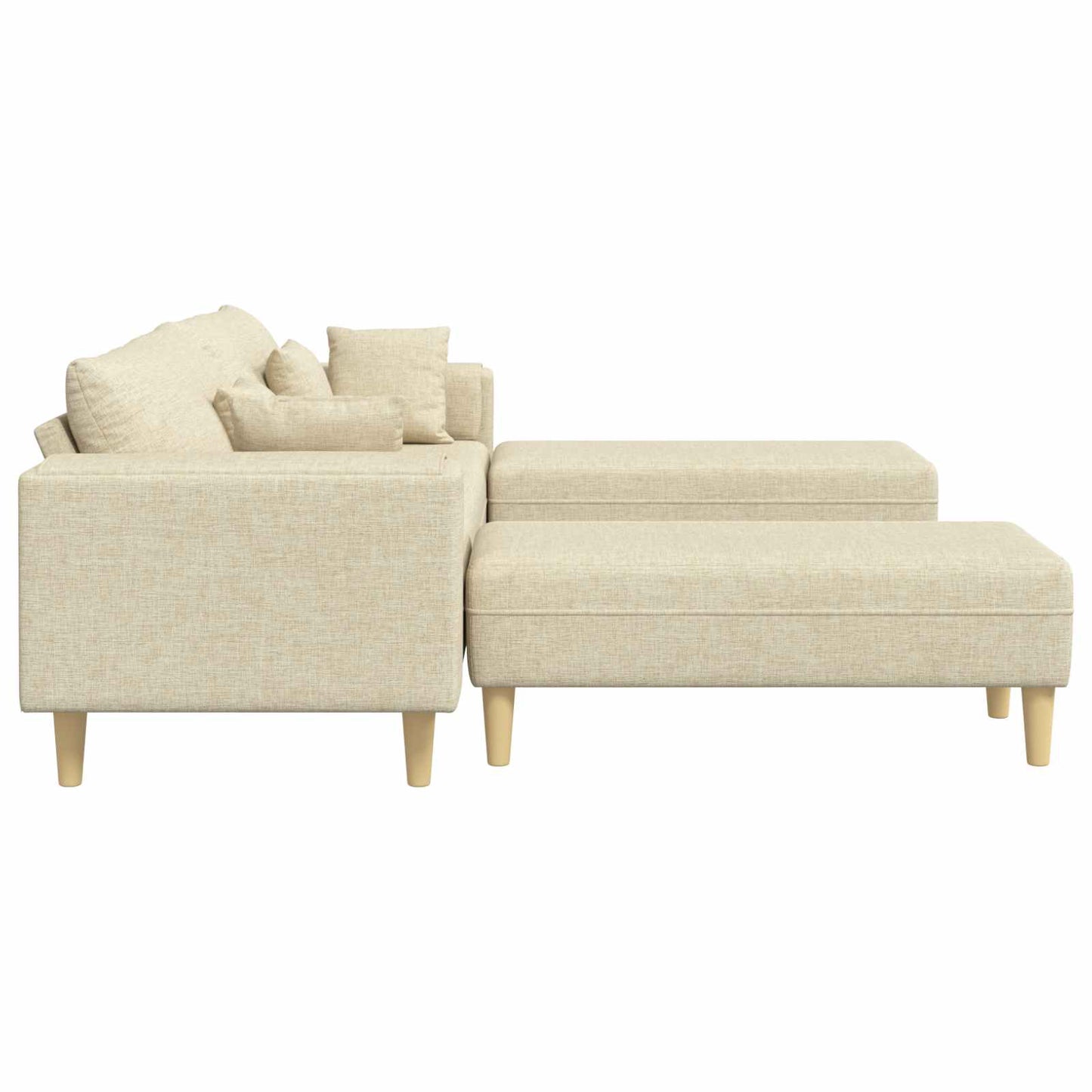 Bank met kussen 3 pcs Crème Stof