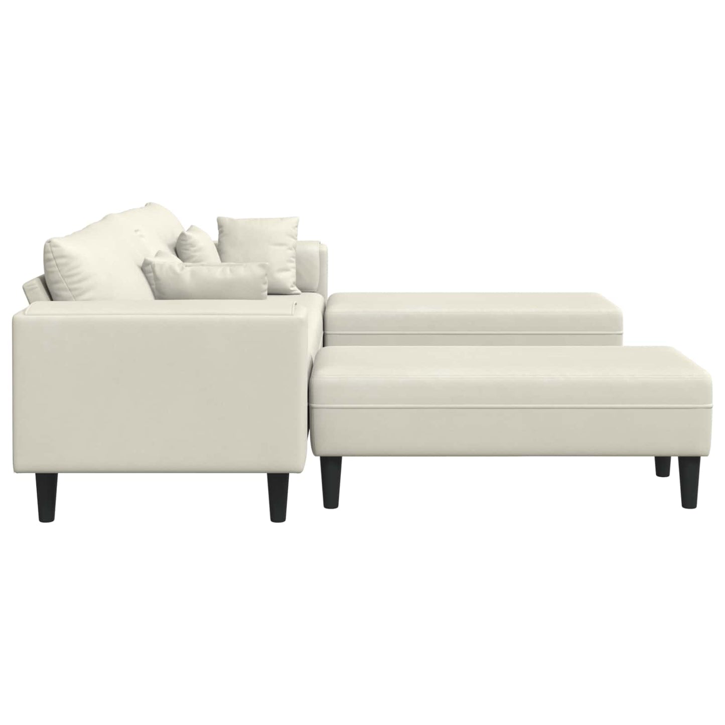 Bank 3 pcs Crème 250 x 188 x 76 cm Fluweel
