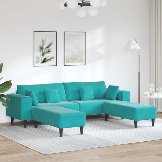 Bank 3 pcs Turquoise 250 x 188 x 76 cm Fluweel is nu te koop bij PeponiXL, paradijselijk wonen!