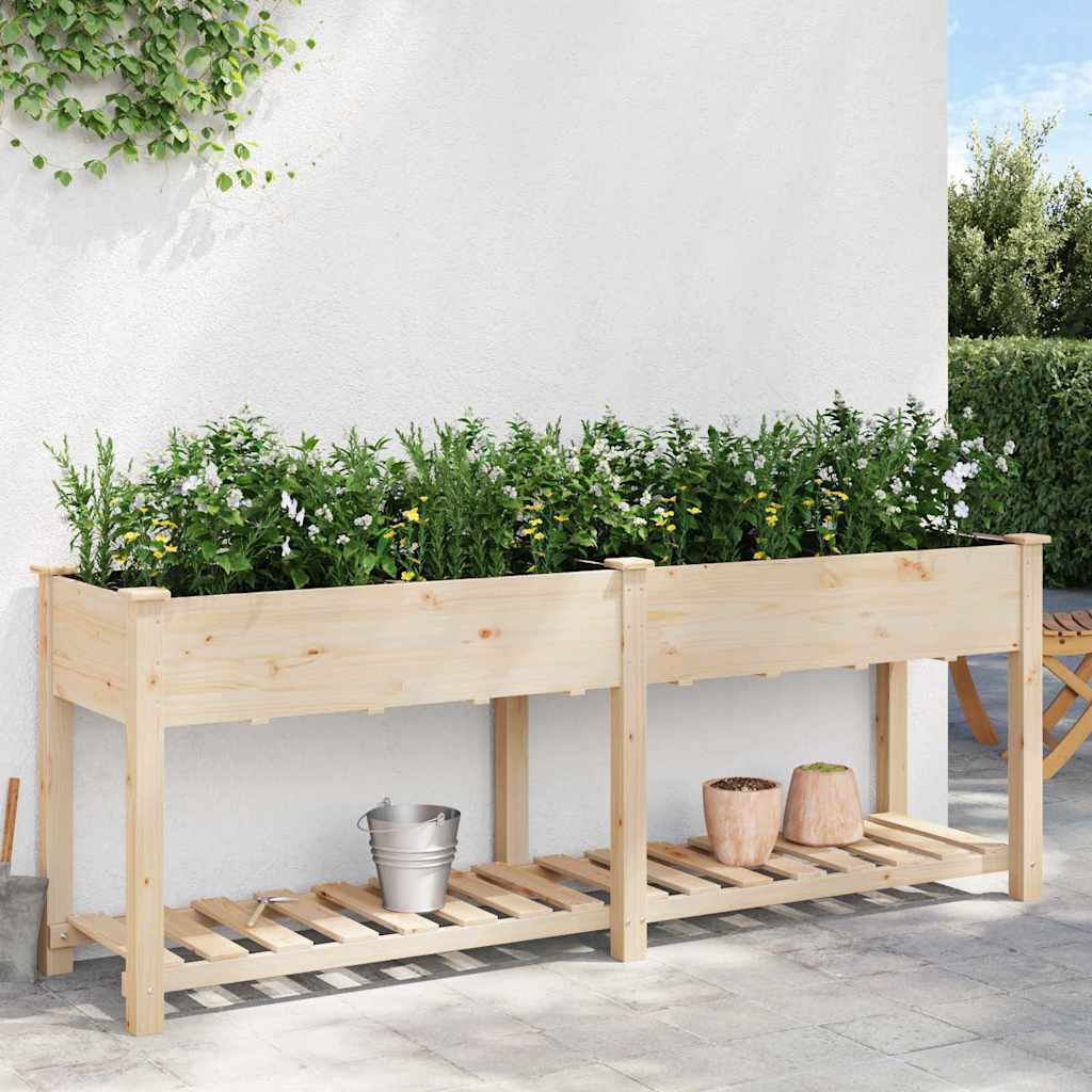 Tuin Bloempot Beige 203 x 53 x 76,5 cm Massief Vurenhout is nu te koop bij PeponiXL, paradijselijk wonen!