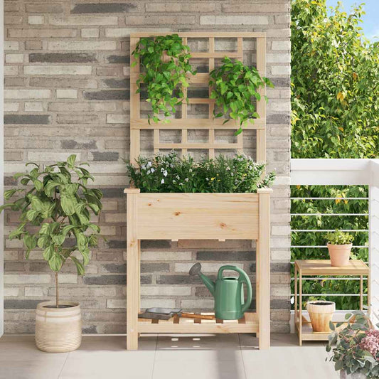 Tuin Bloempot Beige 71 x 38 x 152 cm Massief Vurenhout is nu te koop bij PeponiXL, paradijselijk wonen!