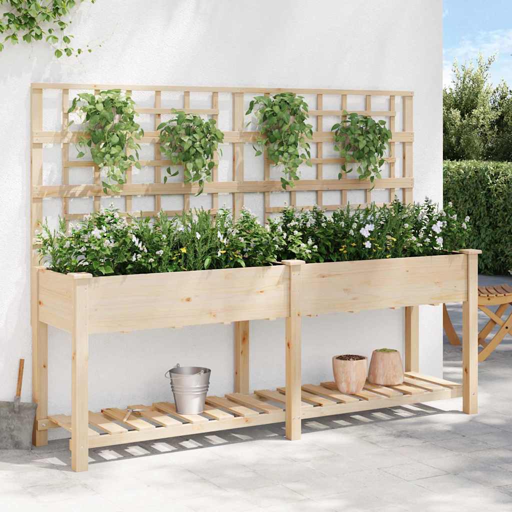 Tuin Bloempot Beige 203,5 x 54 x 152,5 cm Massief Vurenhout is nu te koop bij PeponiXL, paradijselijk wonen!