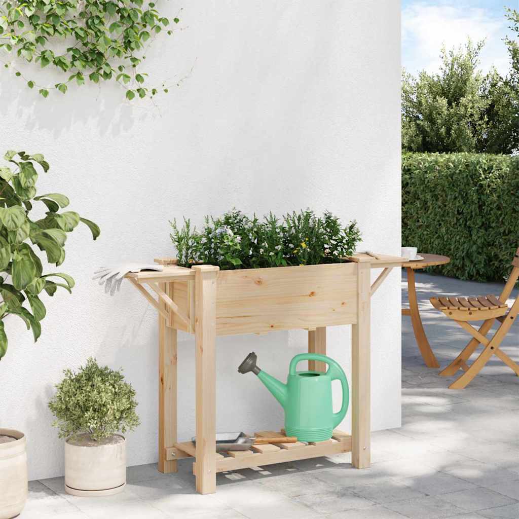 Tuin Bloempot Beige 111 x 37 x 76,5 cm Massief Vurenhout is nu te koop bij PeponiXL, paradijselijk wonen!