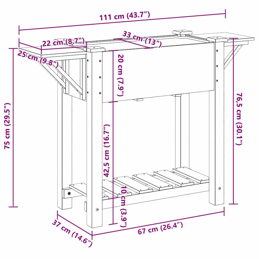 Tuin Bloempot Beige 111 x 37 x 76,5 cm Massief Vurenhout is nu te koop bij PeponiXL, paradijselijk wonen!