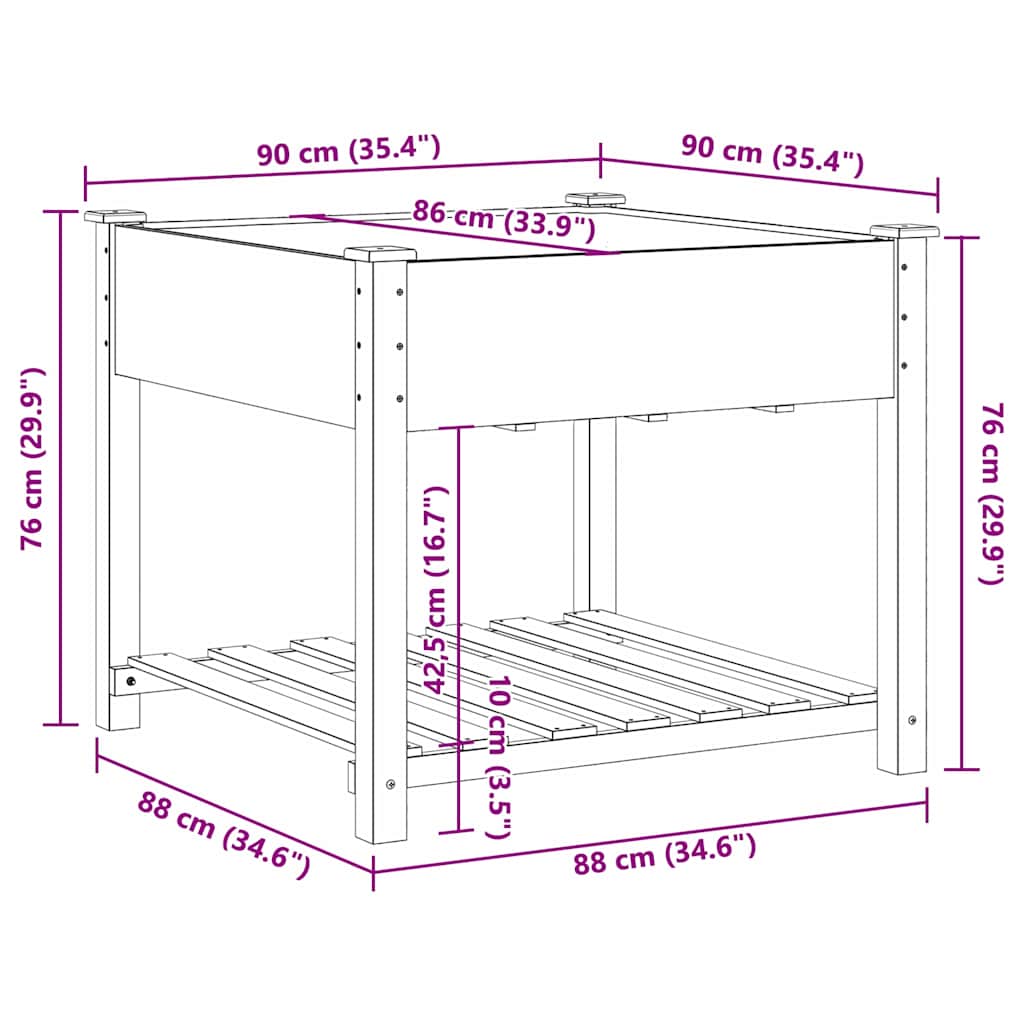 Tuin Bloempot Beige 90 x 90 x 76,5 cm Massief Vurenhout is nu te koop bij PeponiXL, paradijselijk wonen!