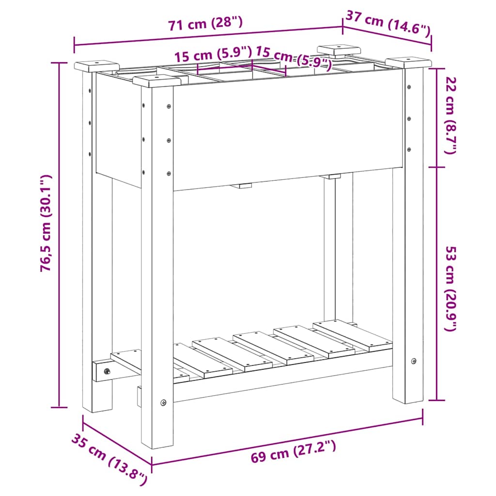 Tuin Bloempot Beige 71 x 37 x 76,5 cm Massief Vurenhout is nu te koop bij PeponiXL, paradijselijk wonen!