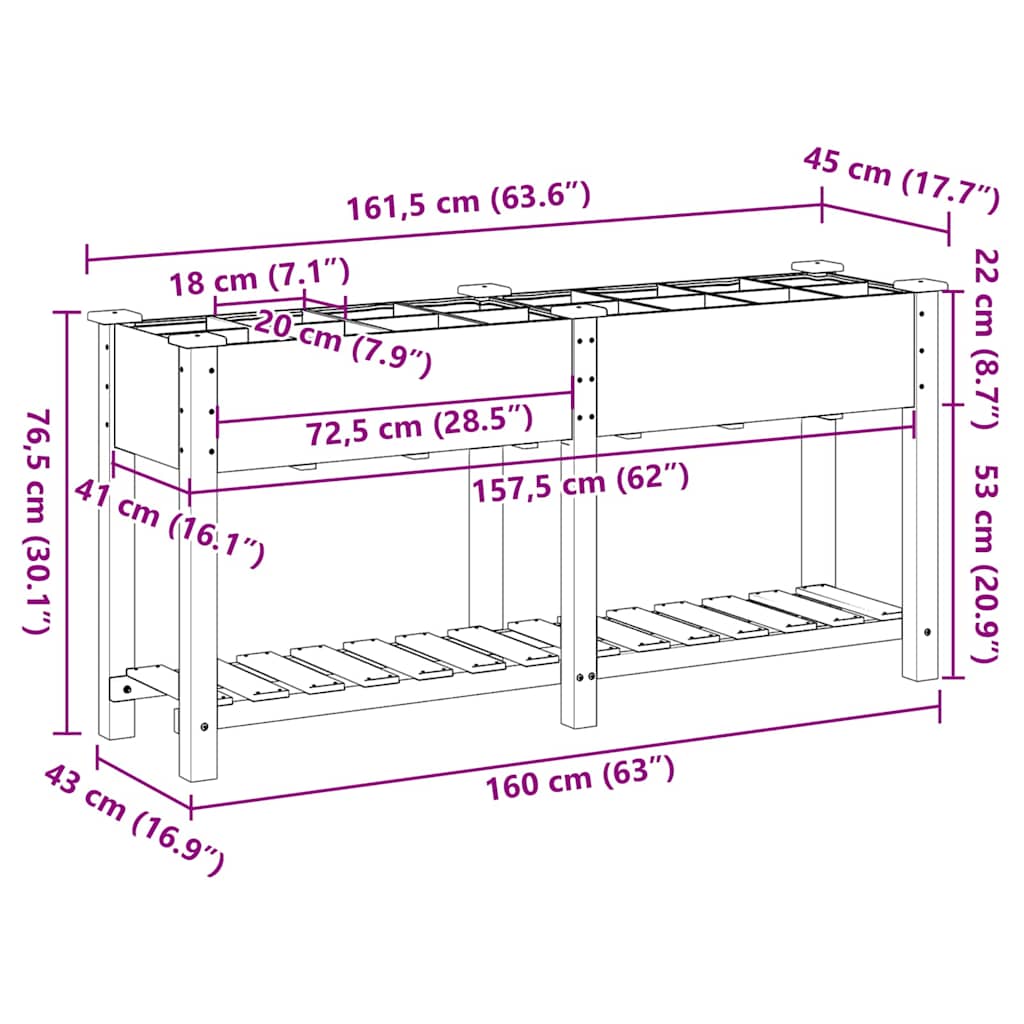 Tuin Bloempot Beige 161,5 x 45 x 76,5 cm Massief Vurenhout is nu te koop bij PeponiXL, paradijselijk wonen!