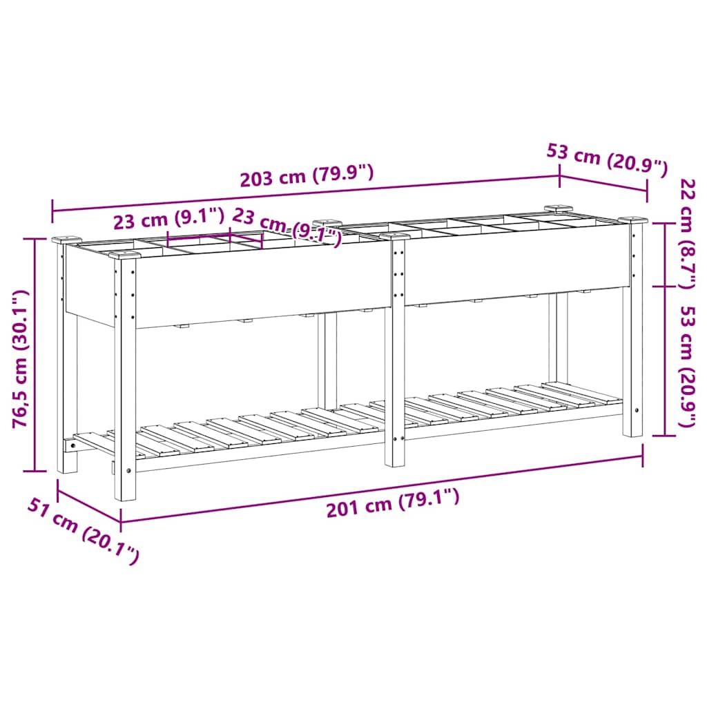 Tuin Bloempot Beige 203,5 x 53 x 76,5 cm Massief Vurenhout is nu te koop bij PeponiXL, paradijselijk wonen!