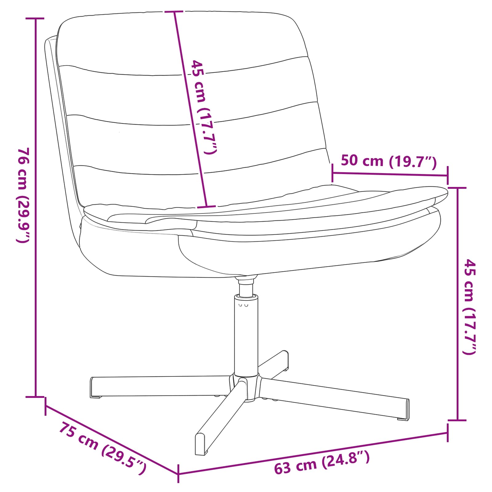 Draaistoel Wijnrood 63 x 75 x 76 cm Stof is nu te koop bij PeponiXL, paradijselijk wonen!