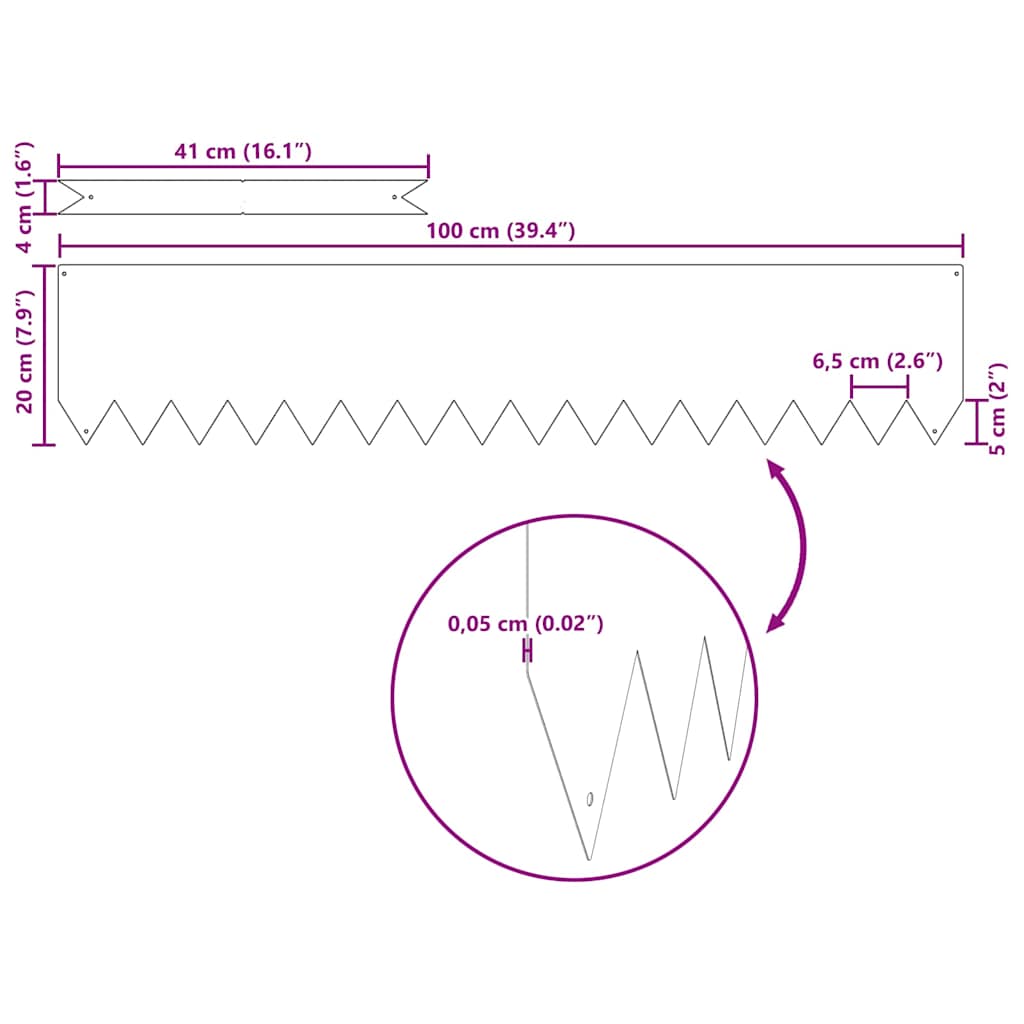 Tuinrand 50 pcs Antraciet 100 x 0.05 x 20 cm Koudgewalst staal is nu te koop bij PeponiXL, paradijselijk wonen!