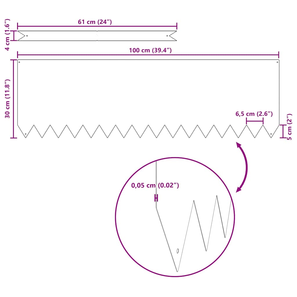 Tuinrand 30 pcs Zilver 100 x 0.05 x 20 cm Roestvrij staal is nu te koop bij PeponiXL, paradijselijk wonen!