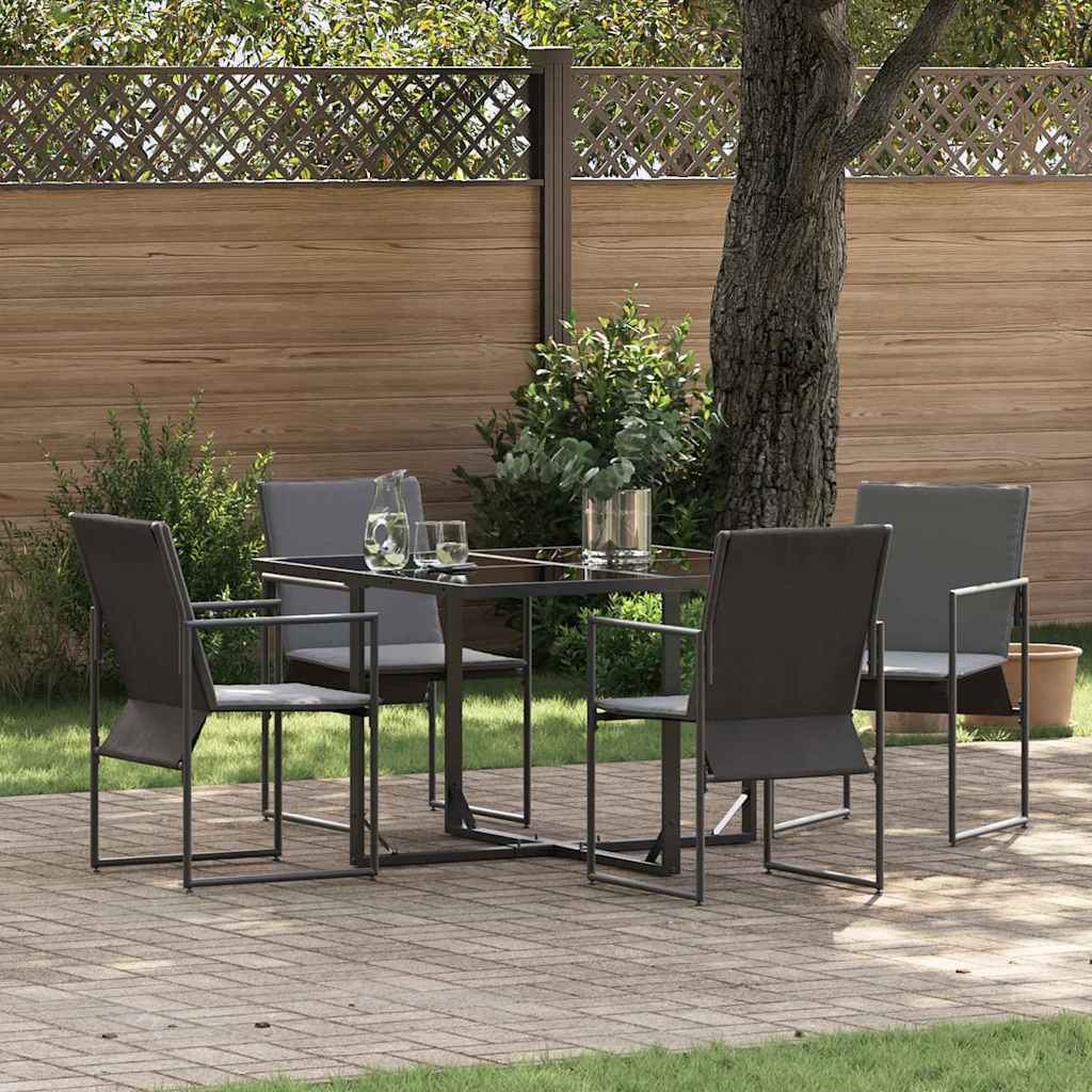 Tuin eettafelset 5 pcs Zwart Staal is nu te koop bij PeponiXL, paradijselijk wonen!