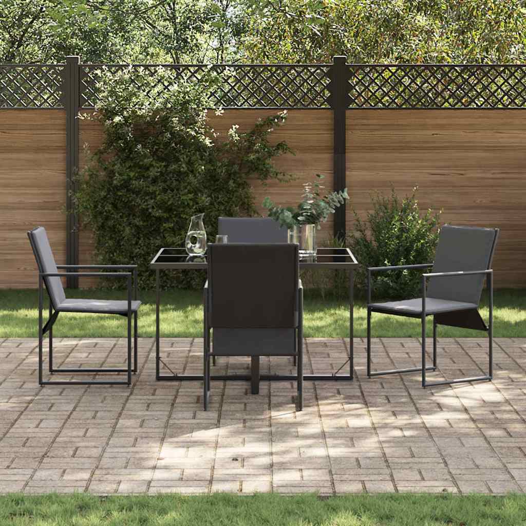 Tuin eettafelset 5 pcs Zwart Staal is nu te koop bij PeponiXL, paradijselijk wonen!