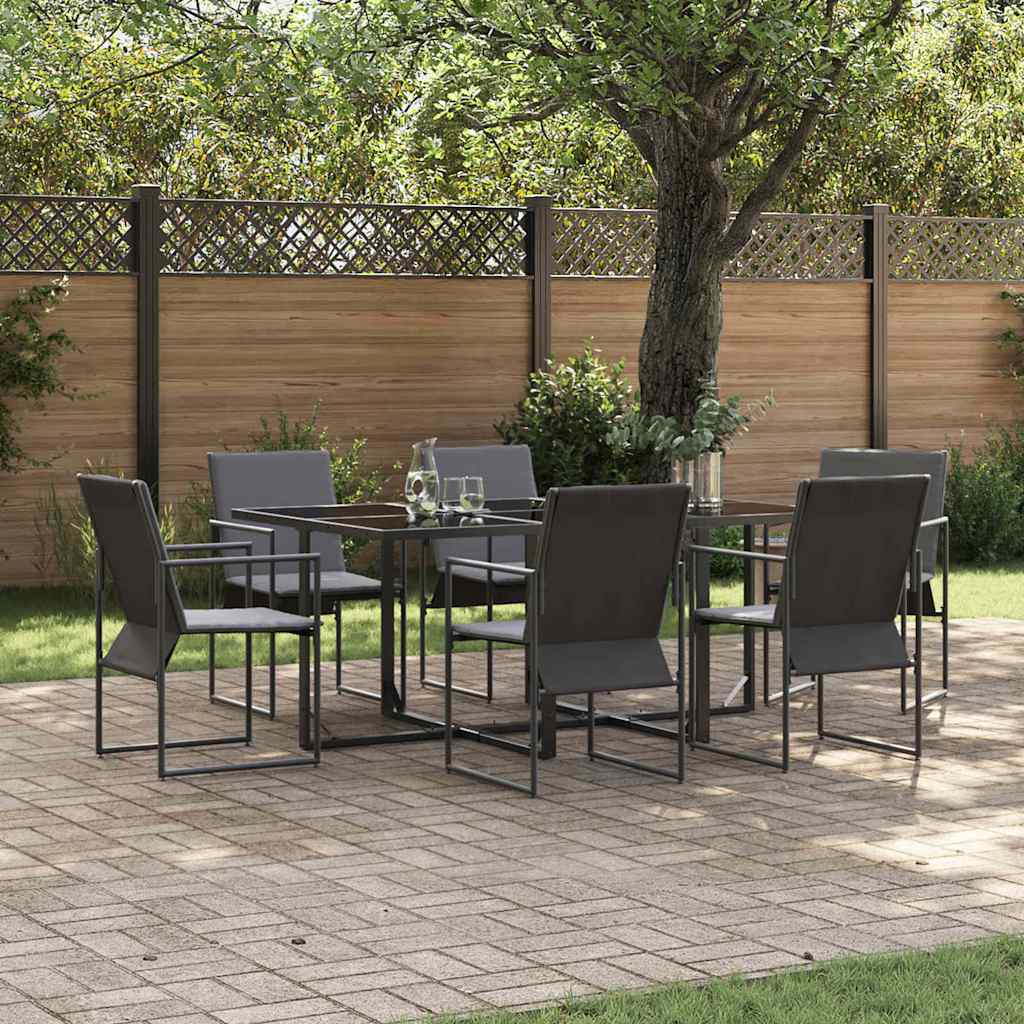 Tuin eettafelset 7 pcs Zwart Staal is nu te koop bij PeponiXL, paradijselijk wonen!