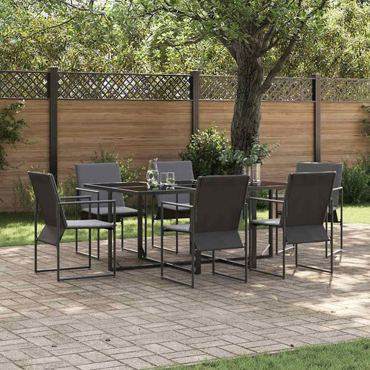 Tuin eettafelset 7 pcs Zwart Staal is nu te koop bij PeponiXL, paradijselijk wonen!