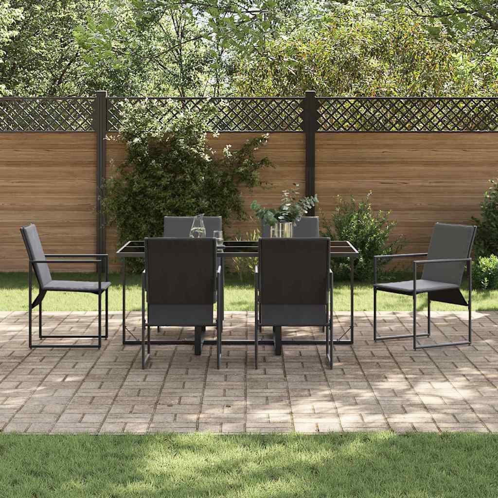 Tuin eettafelset 7 pcs Zwart Staal is nu te koop bij PeponiXL, paradijselijk wonen!