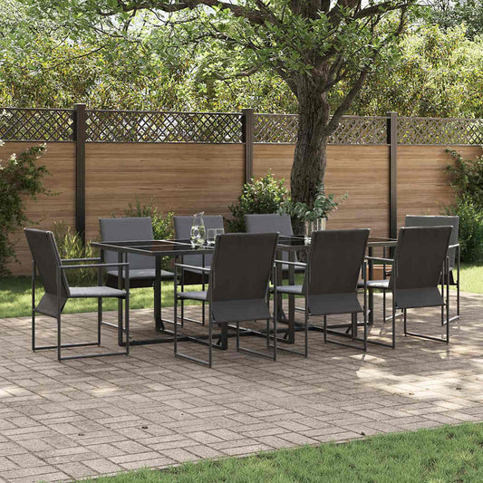 Tuin eettafelset 9 pcs Zwart Staal is nu te koop bij PeponiXL, paradijselijk wonen!