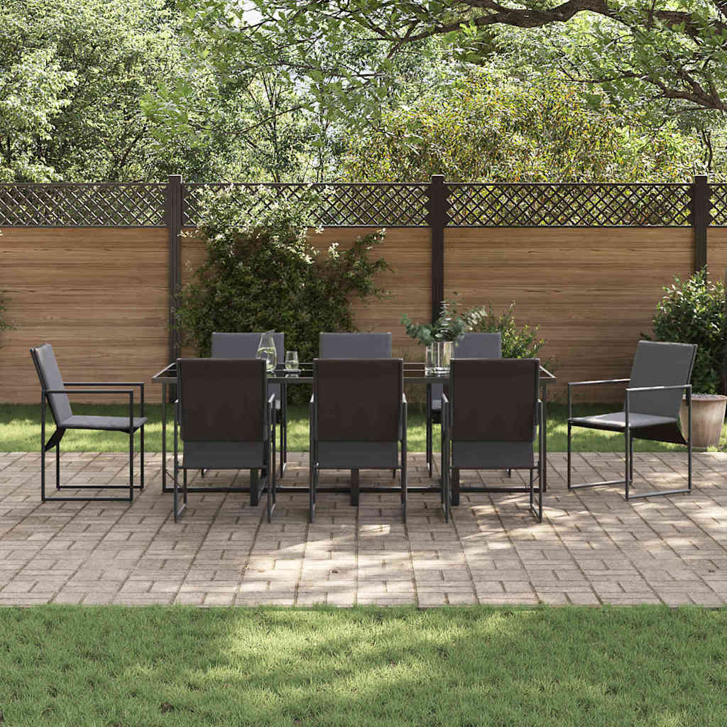 Tuin eettafelset 9 pcs Zwart Staal is nu te koop bij PeponiXL, paradijselijk wonen!