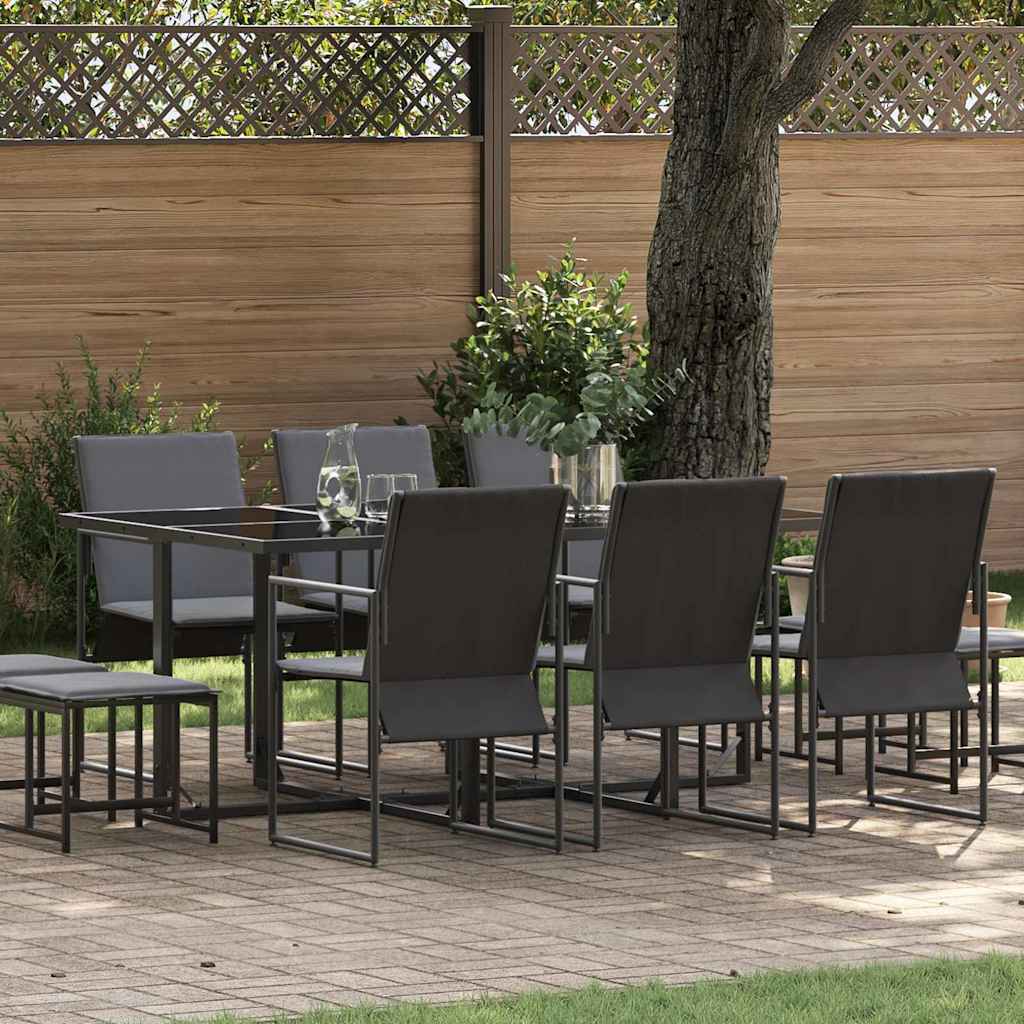 Tuin eettafelset 11 pcs Zwart Staal is nu te koop bij PeponiXL, paradijselijk wonen!