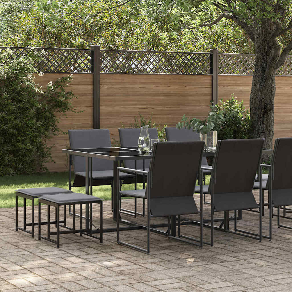 Tuin eettafelset 11 pcs Zwart Staal is nu te koop bij PeponiXL, paradijselijk wonen!