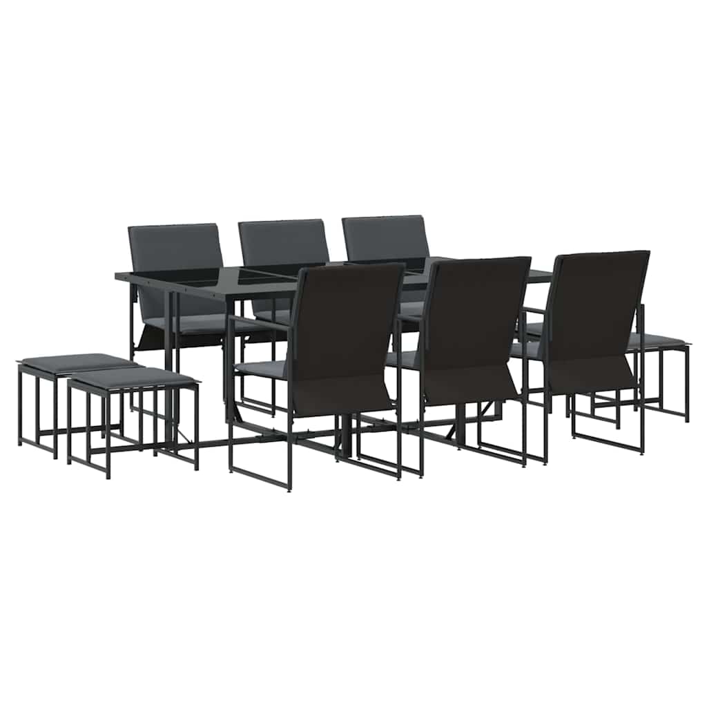 Tuin eettafelset 11 pcs Zwart Staal is nu te koop bij PeponiXL, paradijselijk wonen!