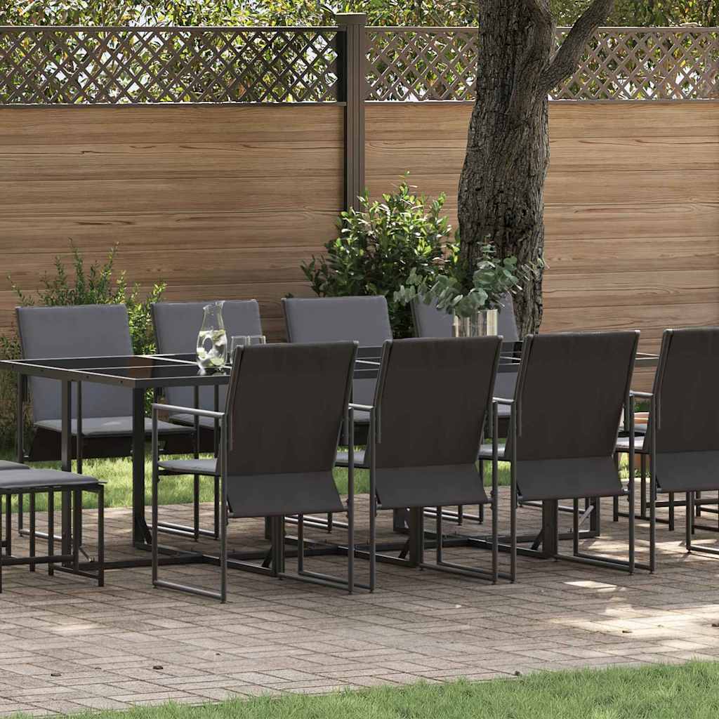 Tuin eettafelset 13 pcs Zwart Staal is nu te koop bij PeponiXL, paradijselijk wonen!