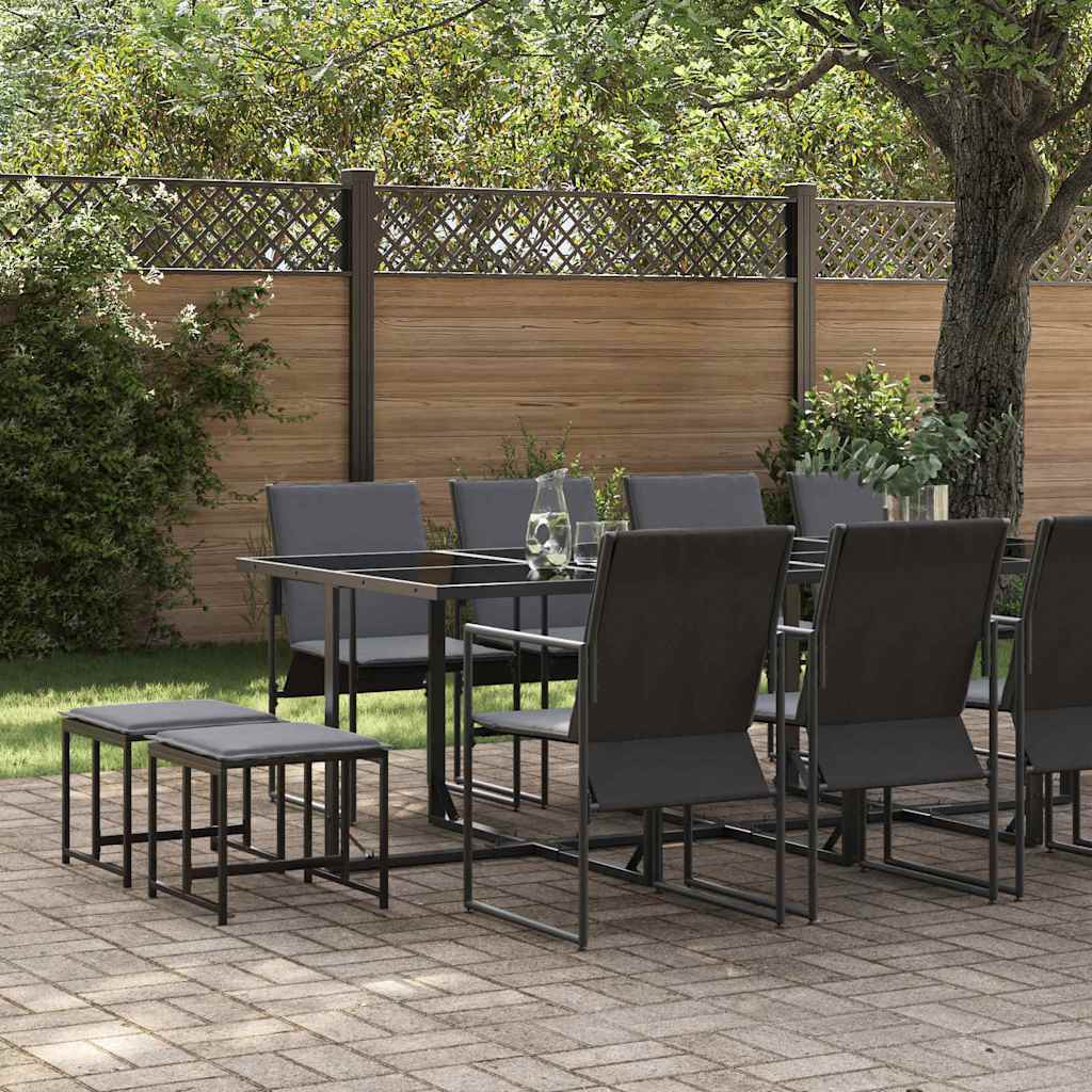 Tuin eettafelset 13 pcs Zwart Staal is nu te koop bij PeponiXL, paradijselijk wonen!