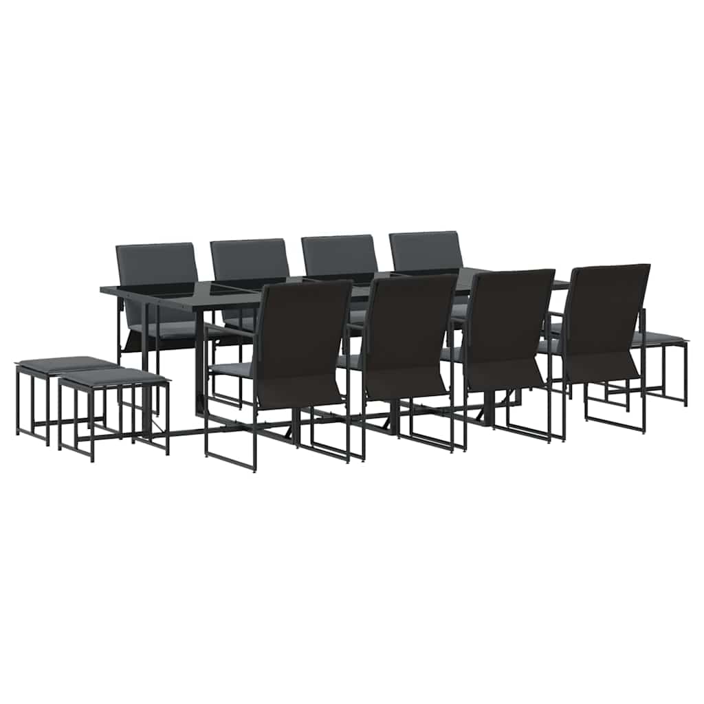 Tuin eettafelset 13 pcs Zwart Staal is nu te koop bij PeponiXL, paradijselijk wonen!