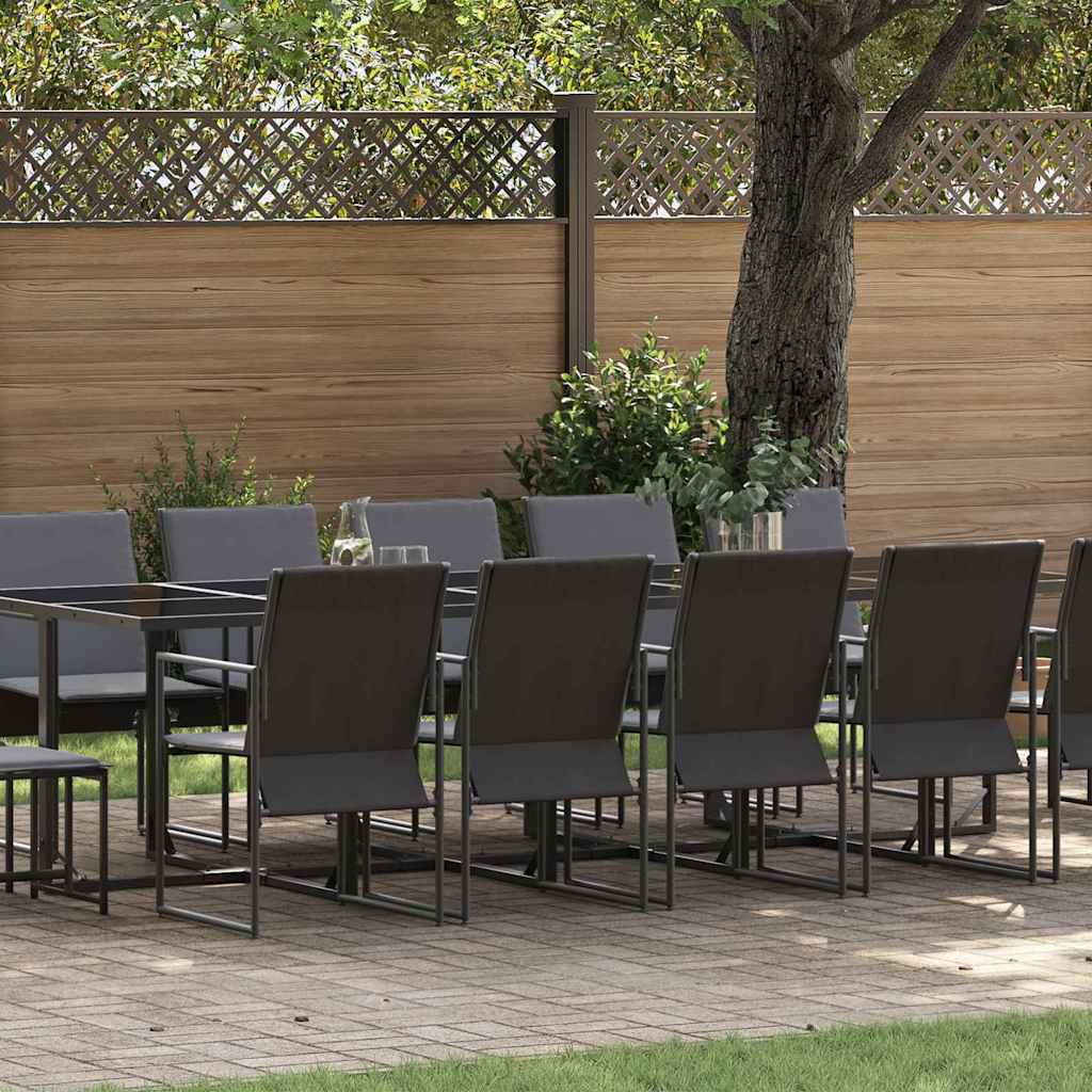 Tuin eettafelset 15 pcs Zwart Staal is nu te koop bij PeponiXL, paradijselijk wonen!