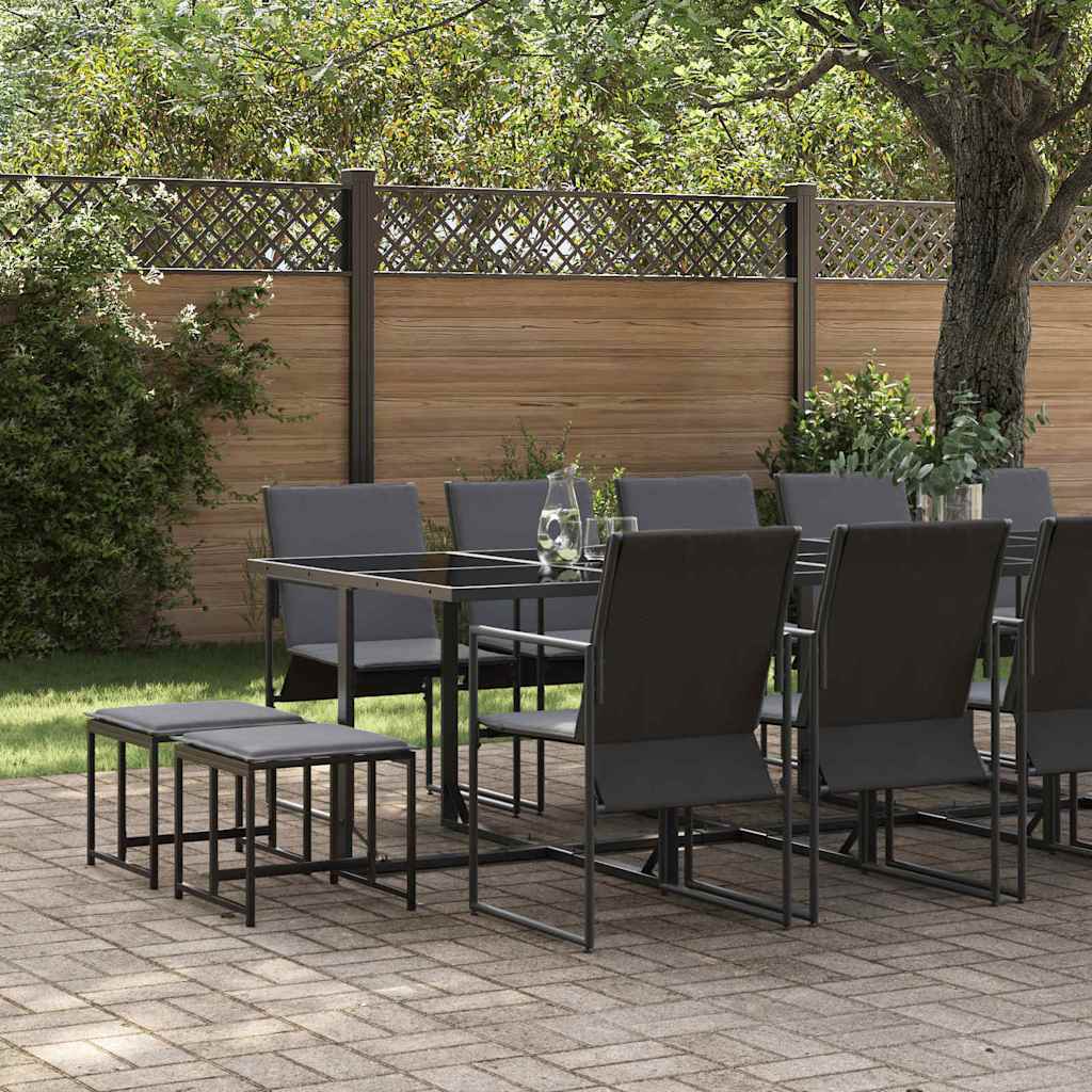 Tuin eettafelset 15 pcs Zwart Staal is nu te koop bij PeponiXL, paradijselijk wonen!