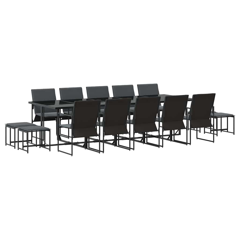 Tuin eettafelset 15 pcs Zwart Staal is nu te koop bij PeponiXL, paradijselijk wonen!