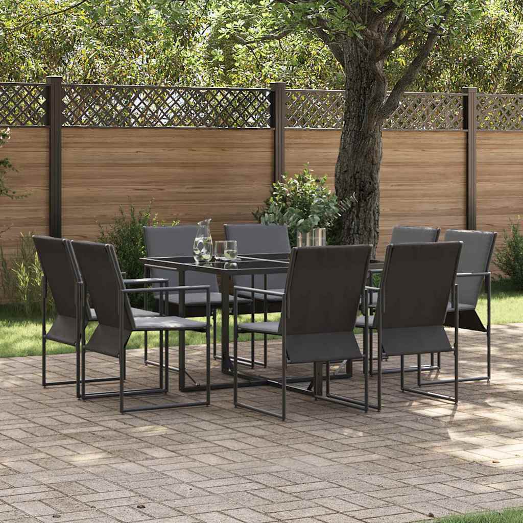 Tuin eettafelset 9 pcs Zwart Staal is nu te koop bij PeponiXL, paradijselijk wonen!