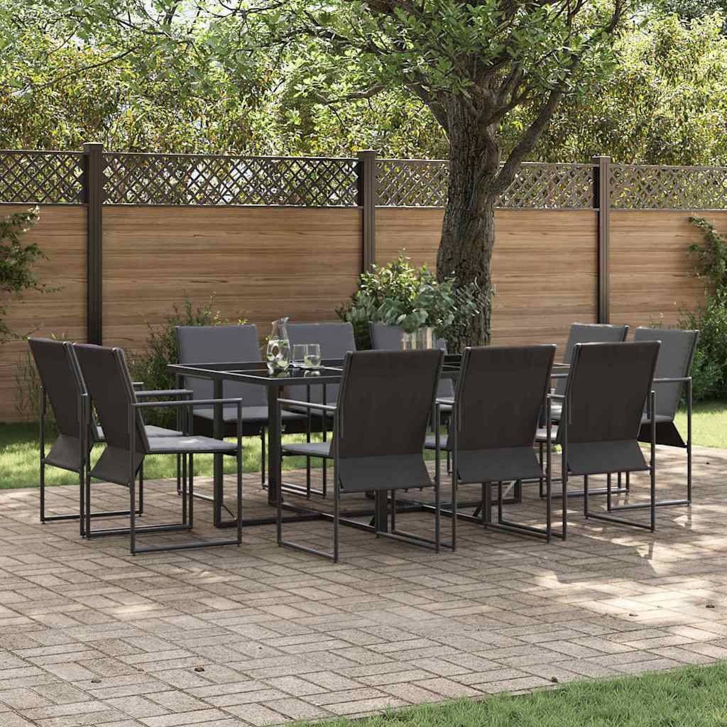 Tuin eettafelset 11 pcs Zwart Staal is nu te koop bij PeponiXL, paradijselijk wonen!