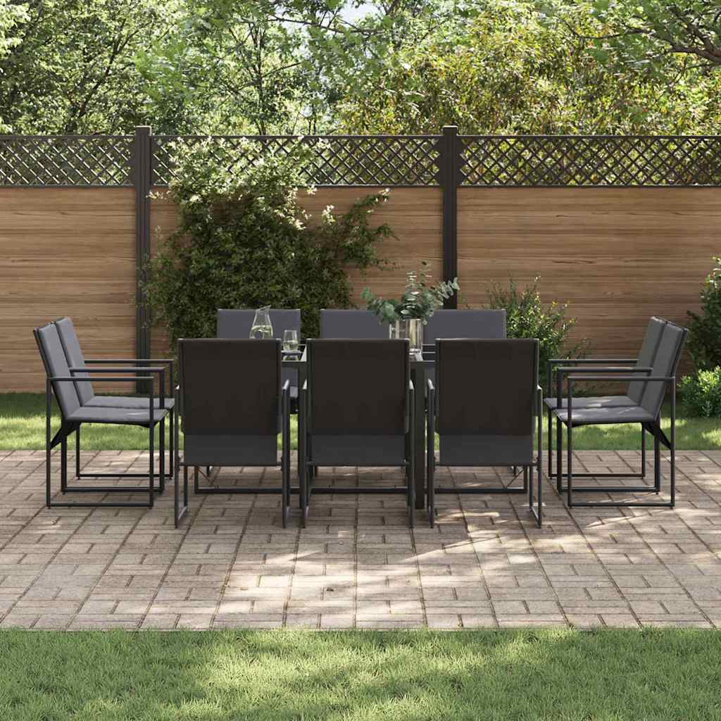 Tuin eettafelset 11 pcs Zwart Staal is nu te koop bij PeponiXL, paradijselijk wonen!