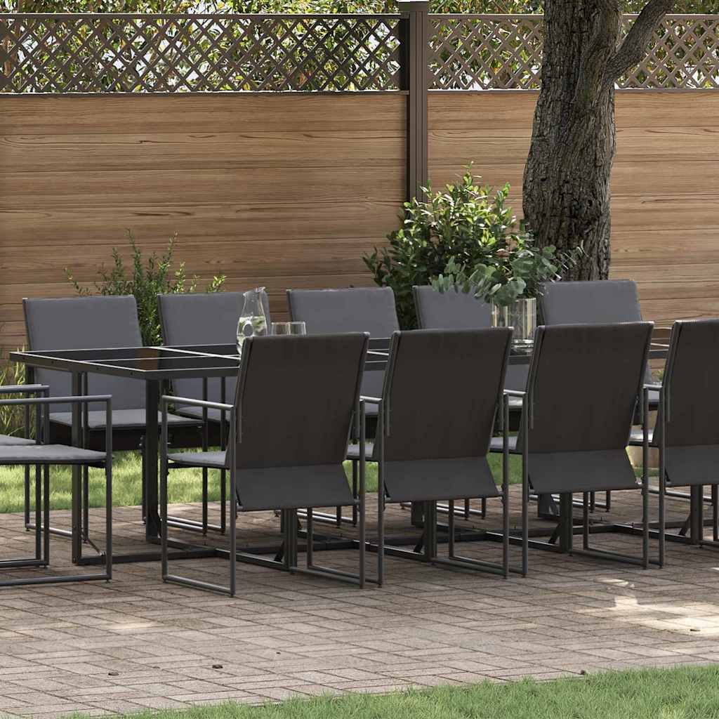 Tuin eettafelset 15 pcs Zwart Staal is nu te koop bij PeponiXL, paradijselijk wonen!