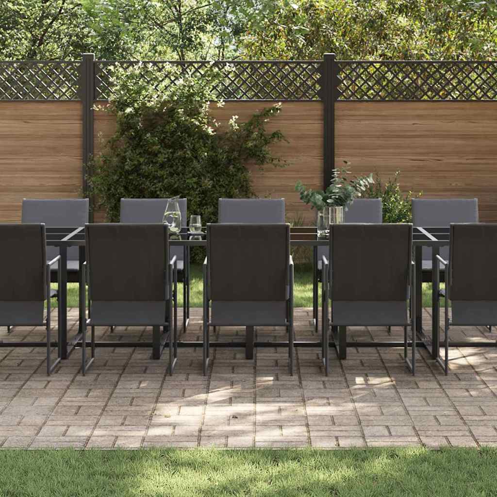 Tuin eettafelset 15 pcs Zwart Staal is nu te koop bij PeponiXL, paradijselijk wonen!