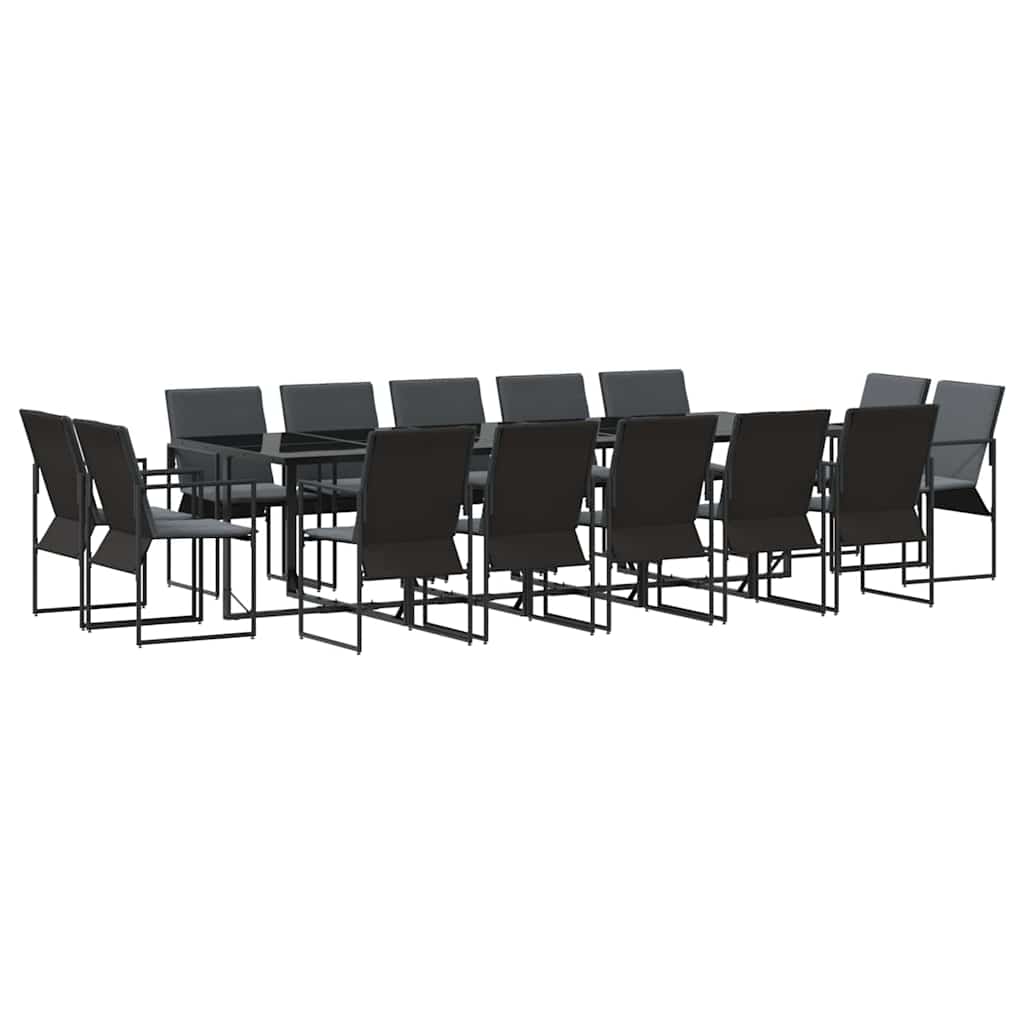 Tuin eettafelset 15 pcs Zwart Staal is nu te koop bij PeponiXL, paradijselijk wonen!