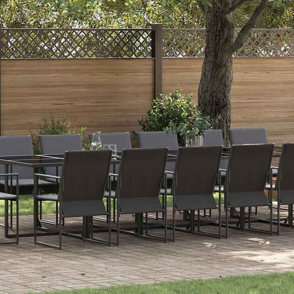 Tuin eettafelset 17 pcs Zwart Staal is nu te koop bij PeponiXL, paradijselijk wonen!