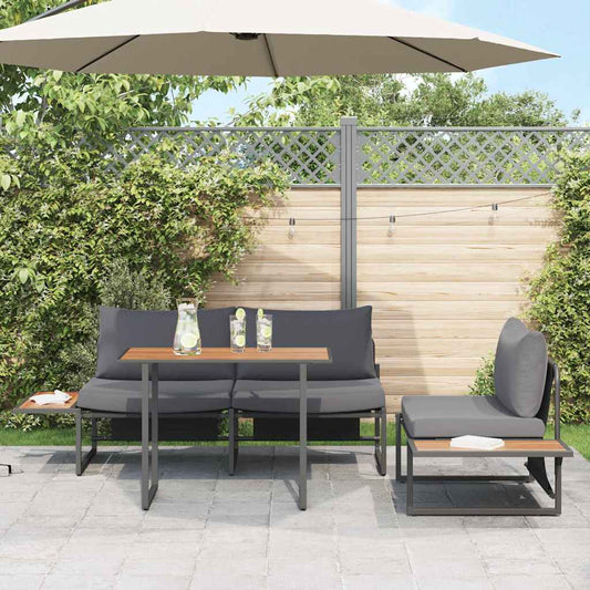 Tuin eettafelset 3 pcs Antraciet Staal is nu te koop bij PeponiXL, paradijselijk wonen!