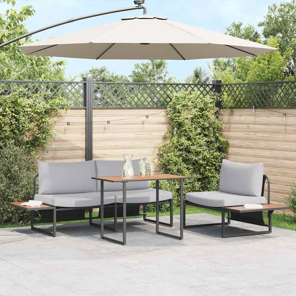Tuin eettafelset 3 pcs Lichtgrijs Staal is nu te koop bij PeponiXL, paradijselijk wonen!