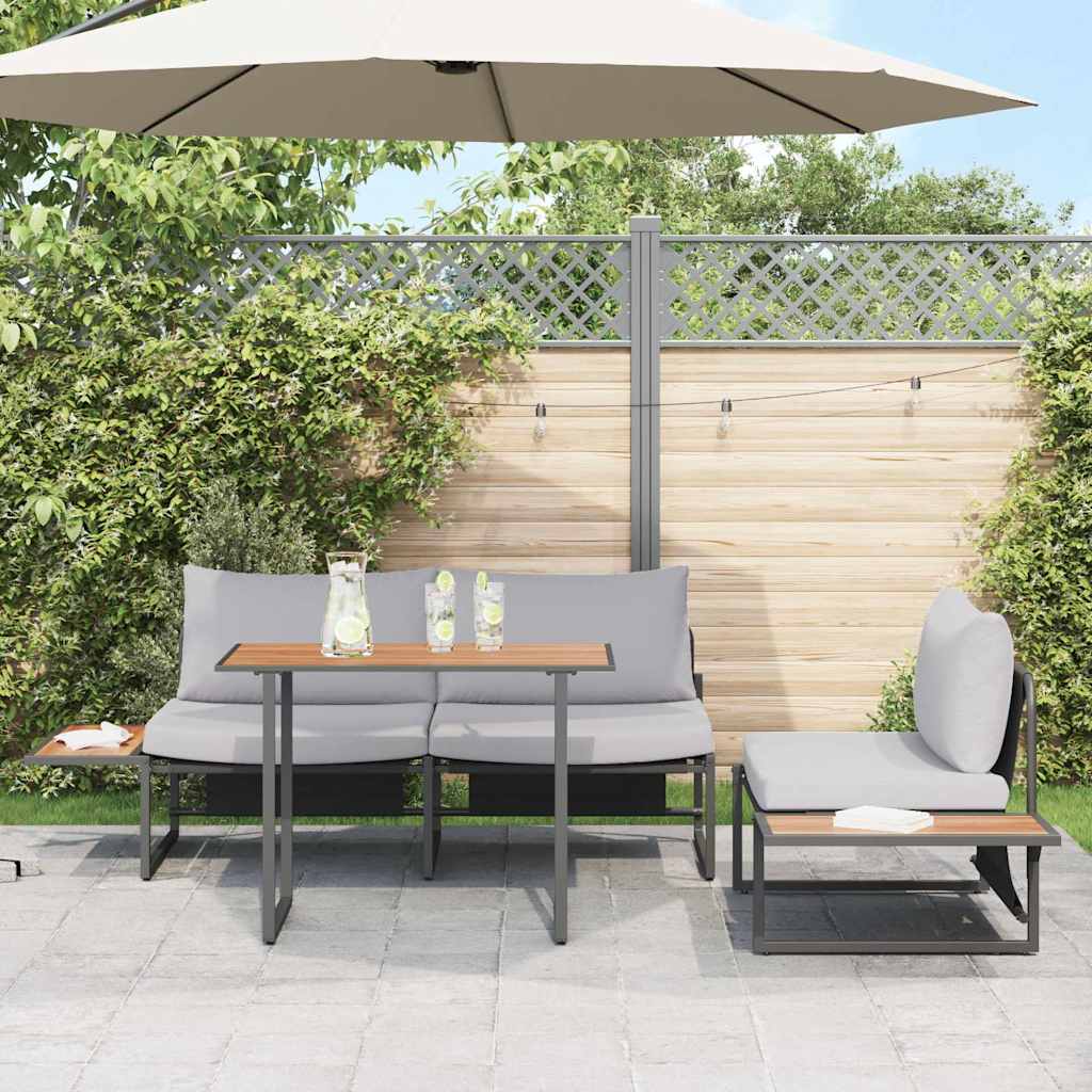 Tuin eettafelset 3 pcs Lichtgrijs Staal is nu te koop bij PeponiXL, paradijselijk wonen!