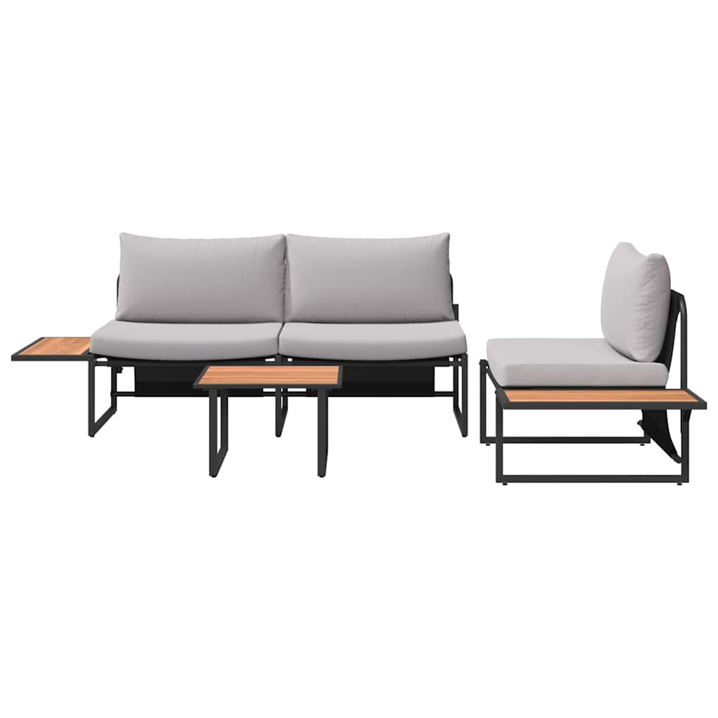 Tuin eettafelset 3 pcs Lichtgrijs Staal is nu te koop bij PeponiXL, paradijselijk wonen!