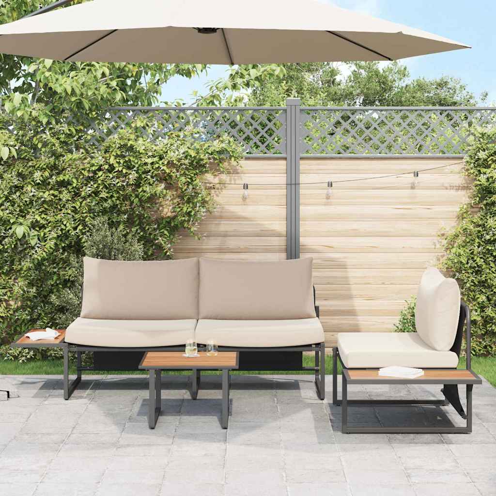 Tuin eettafelset 3 pcs Taupe Staal is nu te koop bij PeponiXL, paradijselijk wonen!