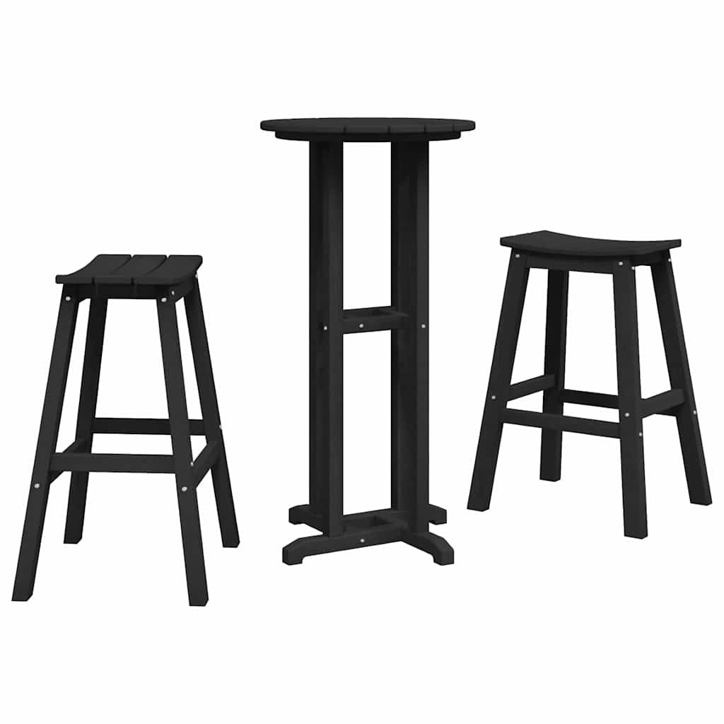 Tuin Bar Set 3 pcs Zwart HDPE is nu te koop bij PeponiXL, paradijselijk wonen!